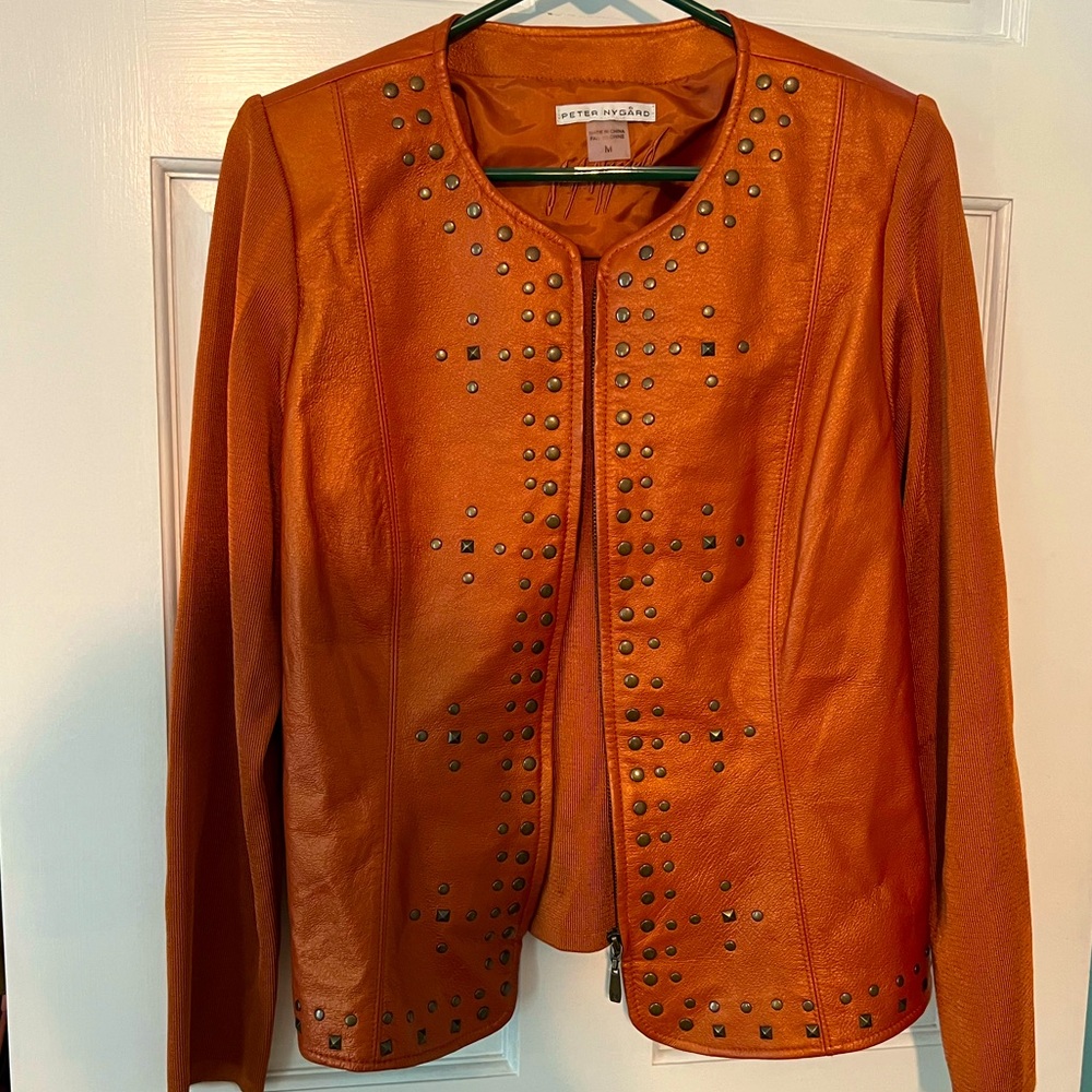 Leather & Knit Jacket with Studs